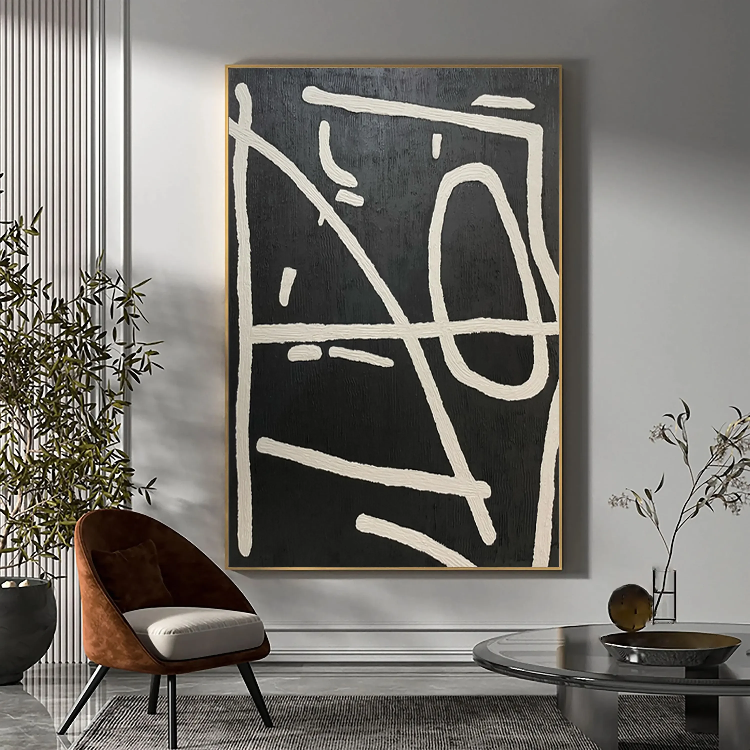 Large Abstract Black and White Painting Hand-painted Minimalist Painting Wall Home Decor Bedroom Decor White Line Artmodern Art
Large Abstract Black and White Painting Hand-painted Minimalist Painting Wall Home Decor Bedroom Decor White Line Artmodern Art