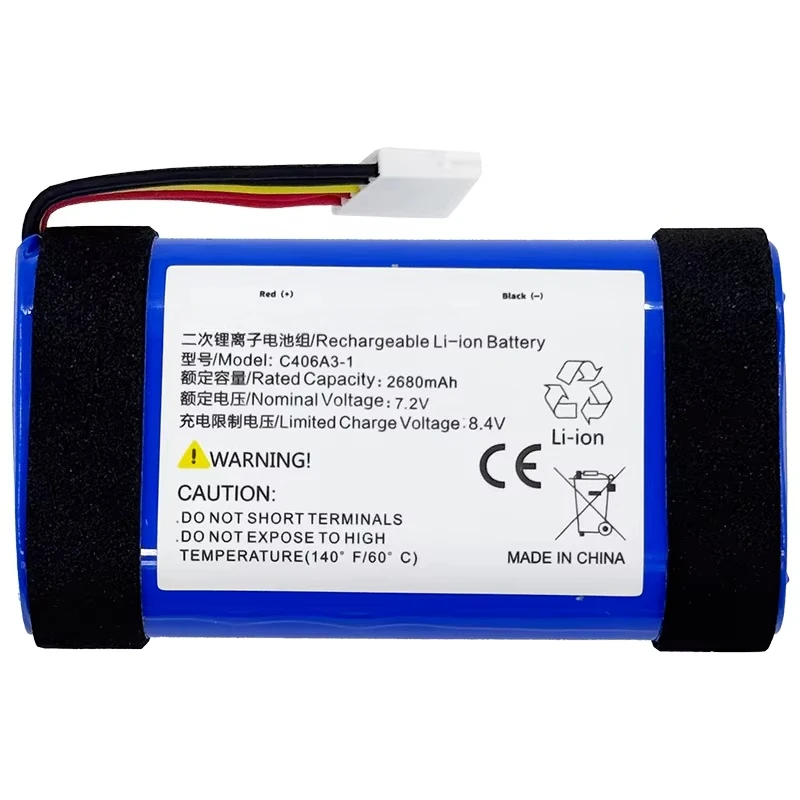 7.2V 2680mAh C406A3-1 Replacement Battery Suitable for Speaker Lithium Ion Rechargeable Battery Pack
7.2V 2680mAh C406A3-1 Replacement Battery Suitable for Speaker Lithium Ion Rechargeable Battery Pack