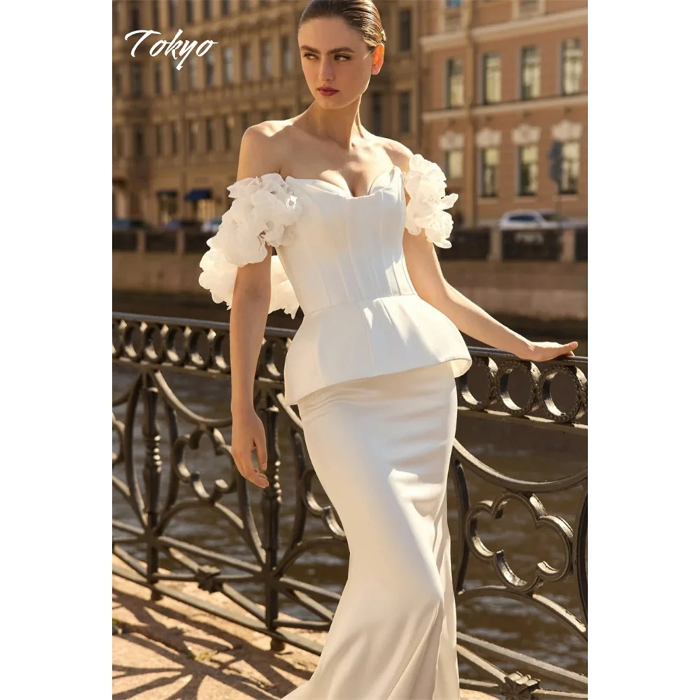 Tokyo Customized White Mermaid Wedding Dresses Floral Straps Sleeveless Lace-Up Bridal Veil Elegant Court Train Wedding Gown
Tokyo Customized White Mermaid Wedding Dresses Floral Straps Sleeveless Lace-Up Bridal Veil Elegant Court Train Wedding Gown