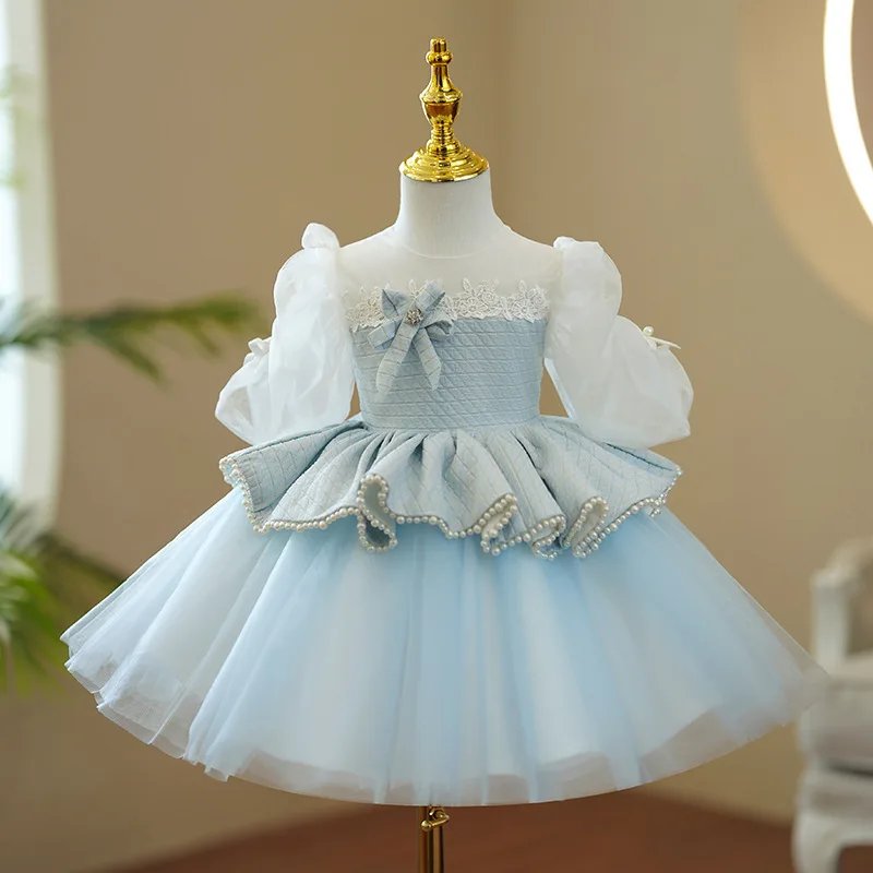 Toddler Girl Summer Dress for Kids Princess Birthday Party Gown Blue Mesh Tutu Beads Wedding Children Elegant Communion Vestidos
Toddler Girl Summer Dress for Kids Princess Birthday Party Gown Blue Mesh Tutu Beads Wedding Children Elegant Communion Vestidos