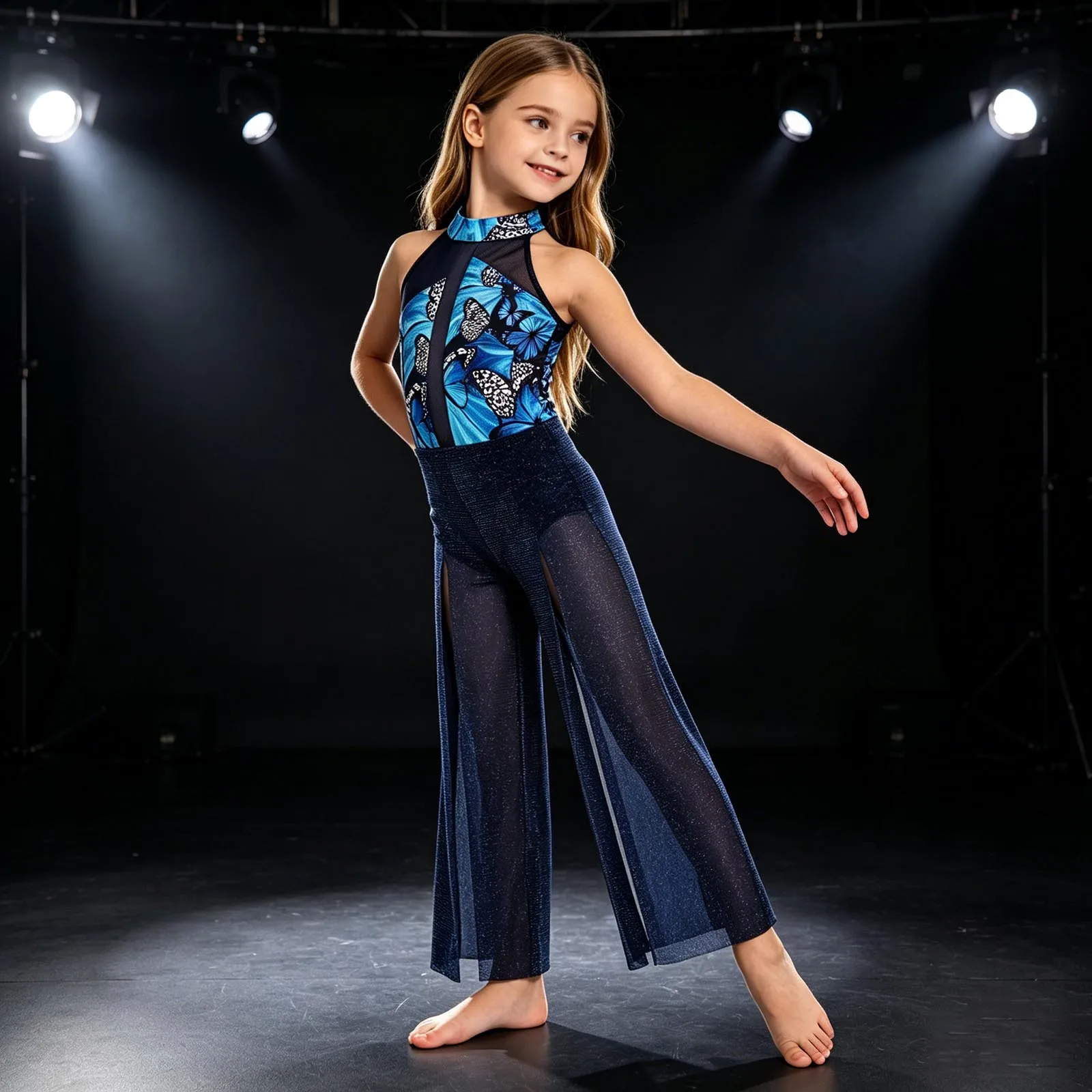 Kids Lyrical Dance Costume Mock Neck Sleeveless Jumpsuit Split Long Pants Built in Panties Breathable Quick Dry Dance Recital
Kids Lyrical Dance Costume Mock Neck Sleeveless Jumpsuit Split Long Pants Built in Panties Breathable Quick Dry Dance Recital