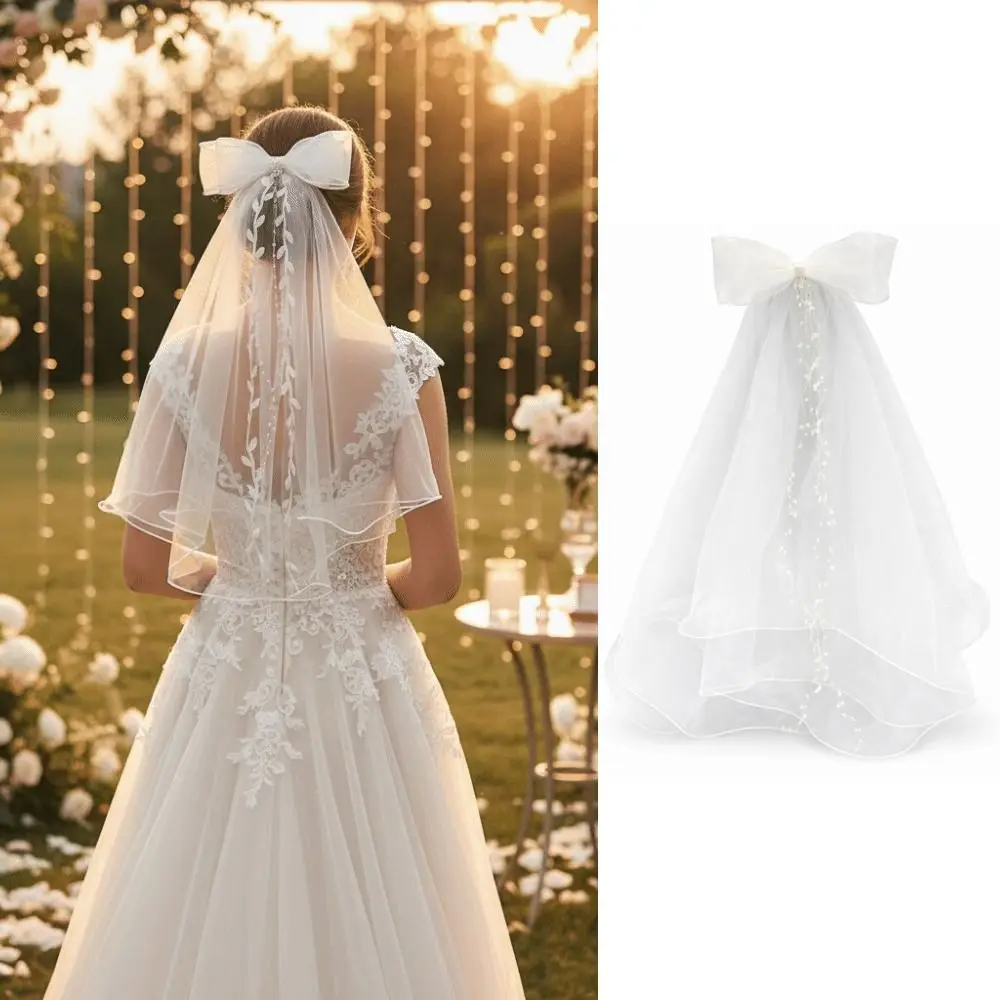 Simple Pearl Decoration Bridal Veil Two Layer with Comb Wedding Veils Mesh Elegant Bow Veils Women/Girls
Simple Pearl Decoration Bridal Veil Two Layer with Comb Wedding Veils Mesh Elegant Bow Veils Women/Girls