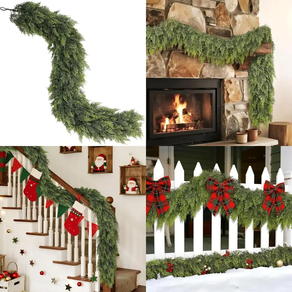 Faux Cedar Garland Set of 2, 5FT, for Holiday Decor: Fireplace, Table, Stairs, Mantle, Windows
Faux Cedar Garland Set of 2, 5FT, for Holiday Decor: Fireplace, Table, Stairs, Mantle, Windows
