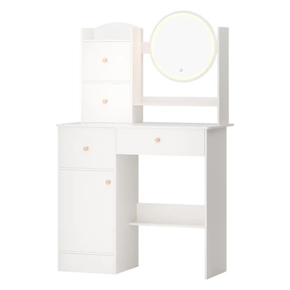 Makeup Vanity Desk with LED Lighted Mirror, Vanity Table with 4 Drawers, 1 Door, Opening Shelves, Bedroom Dressing Table Desktop
Makeup Vanity Desk with LED Lighted Mirror, Vanity Table with 4 Drawers, 1 Door, Opening Shelves, Bedroom Dressing Table Desktop