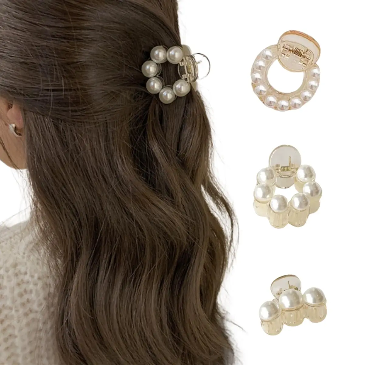 3 Pcs Pearl Hair Clips for Women, Elegant Non-Slip Half Ponytail Updo Accessories, Minimalist Korean Style, Strong Hold
3 Pcs Pearl Hair Clips for Women, Elegant Non-Slip Half Ponytail Updo Accessories, Minimalist Korean Style, Strong Hold
