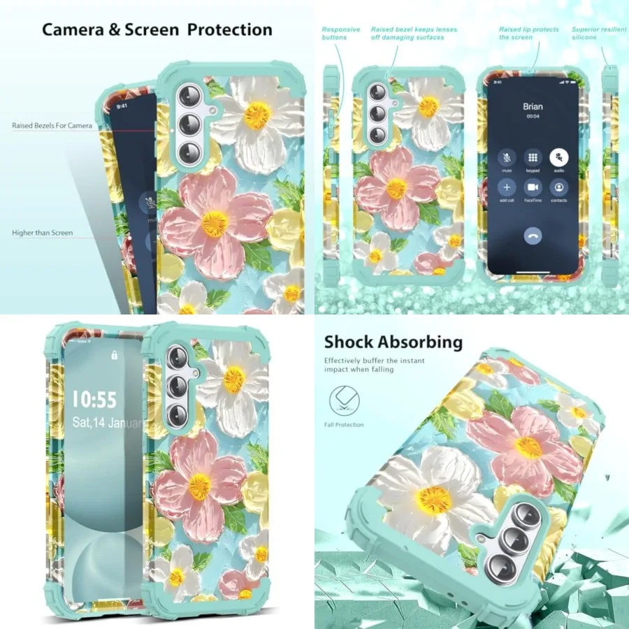 for Galaxy S24 FE 5G Case, 3 in 1 Oil Painting Flower Pattern Heavy Duty Shockproof Protection Silicone Rubber Bumper+Hard Plas
for Galaxy S24 FE 5G Case, 3 in 1 Oil Painting Flower Pattern Heavy Duty Shockproof Protection Silicone Rubber Bumper+Hard Plas