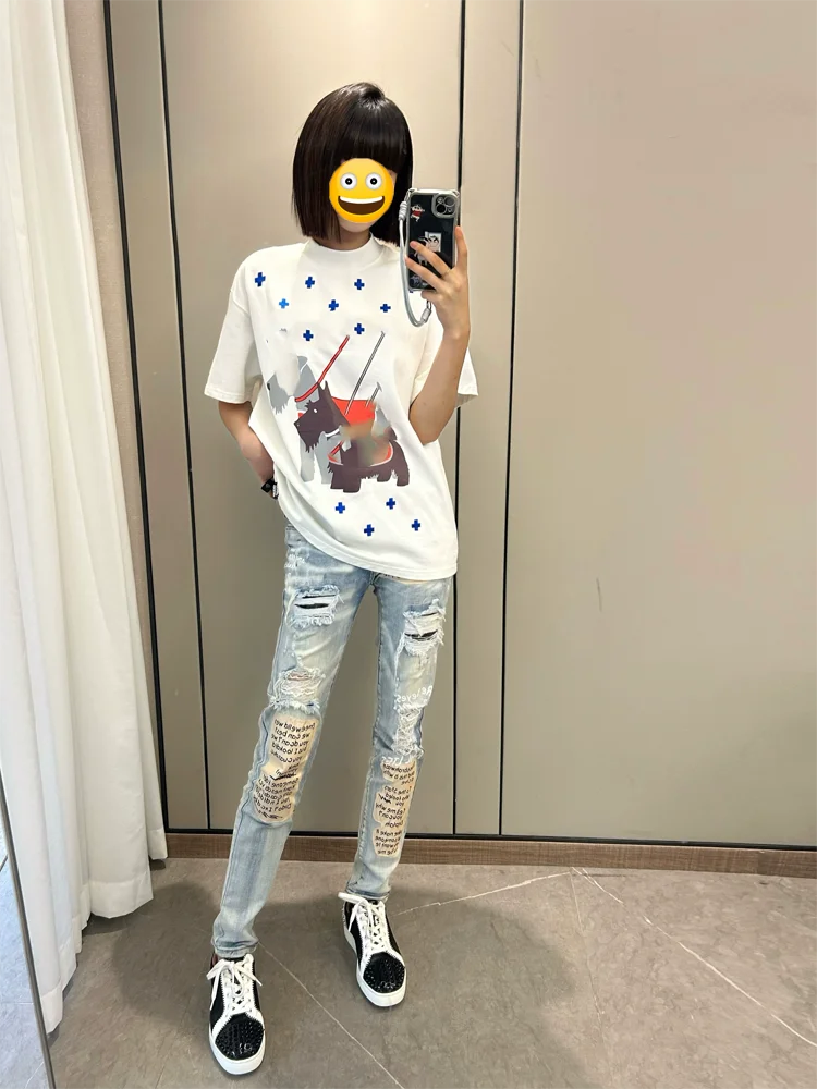 Retro Streetwear Style Men's And Women's Skinny Jeans Casual Wear Durable Denim Pants with Patchwork Youthful Straight Leg Fit
Retro Streetwear Style Men's And Women's Skinny Jeans Casual Wear Durable Denim Pants with Patchwork Youthful Straight Leg Fit