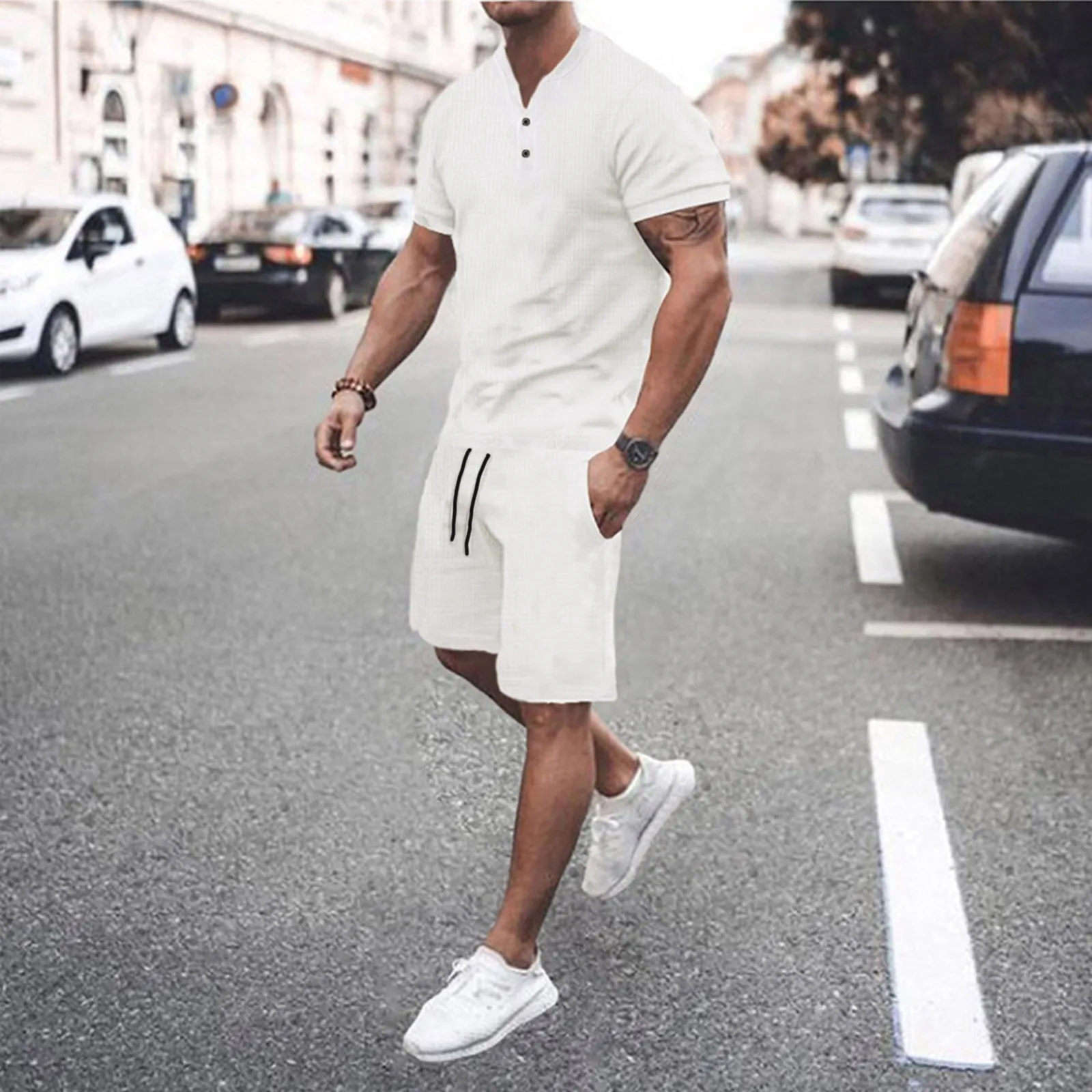 Fashion Men Casual Set Solid Short Sleeve Polo Shirt Button V Neck Tees + Shorts Summer Harajuku Sportswear Men‘s Clothing 2023
Fashion Men Casual Set Solid Short Sleeve Polo Shirt Button V Neck Tees + Shorts Summer Harajuku Sportswear Men‘s Clothing 2023