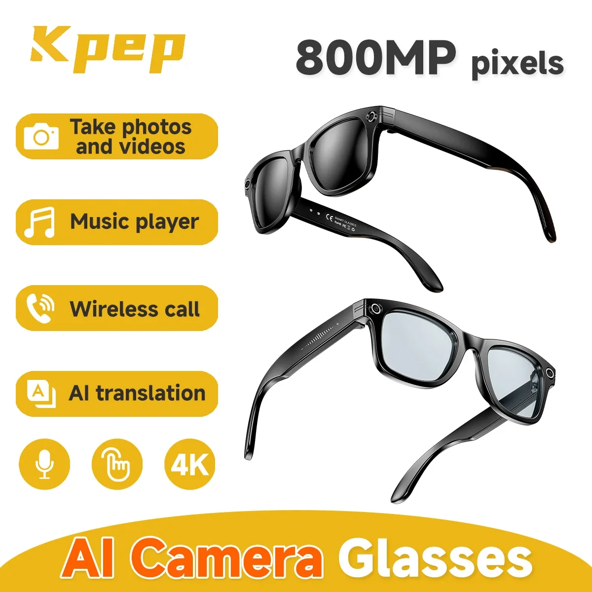 KPEP AI Camera Smart Glasses Men 800MP Pixels AI Translation Wireless Call Music Playback Headphones Bluetooth Glasses Women
KPEP AI Camera Smart Glasses Men 800MP Pixels AI Translation Wireless Call Music Playback Headphones Bluetooth Glasses Women