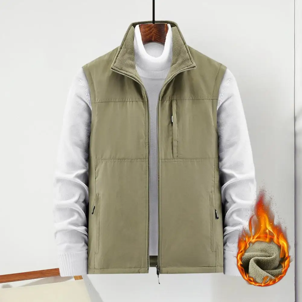 Lapel Design Vest Coat Winter Men's Zipper Vest Coat with Multiple Pockets Fleece Lining Windproof Thermal Plush Versatile
Lapel Design Vest Coat Winter Men's Zipper Vest Coat with Multiple Pockets Fleece Lining Windproof Thermal Plush Versatile