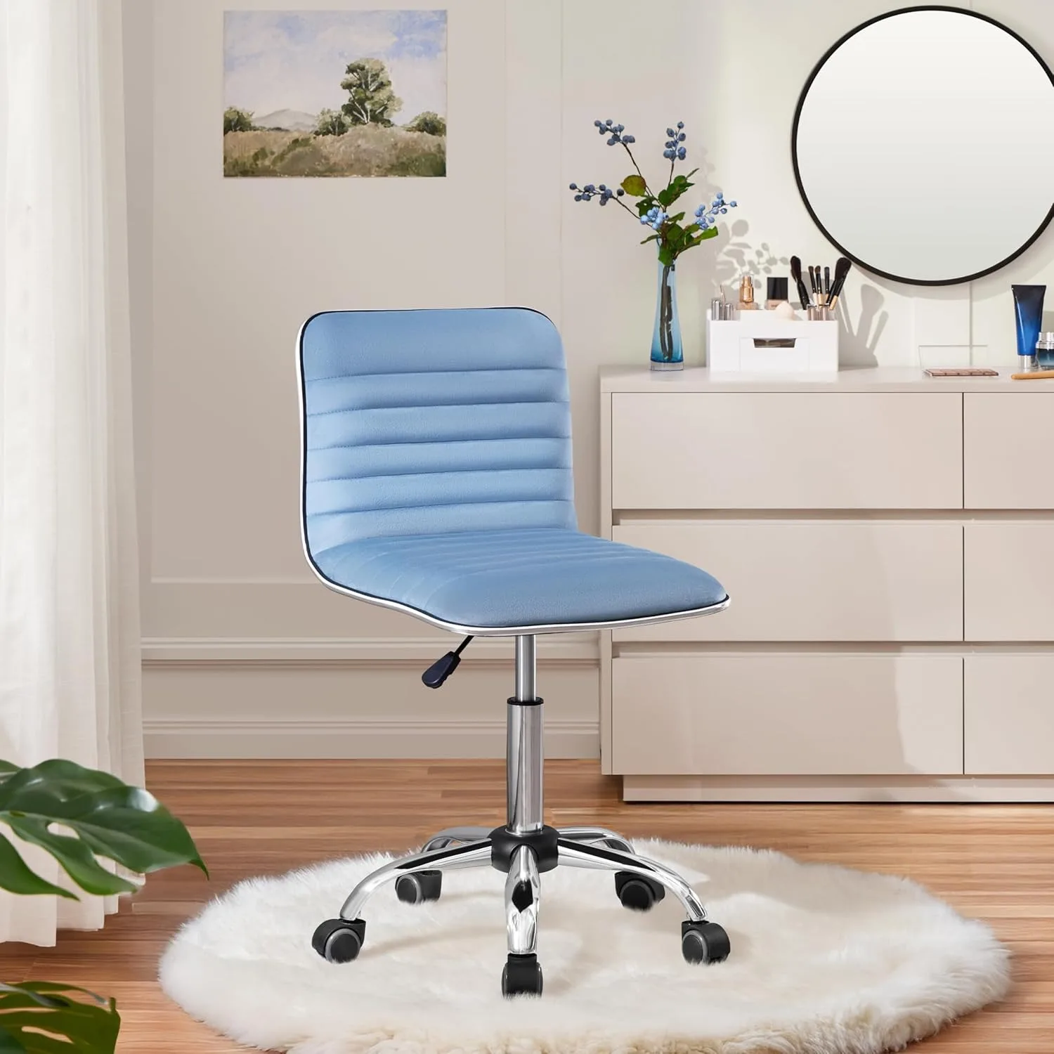Velvet Low Back Vanity Chair Armless Ribbed Office Chair Swivel Task Chair Height Adjustable Chair
Velvet Low Back Vanity Chair Armless Ribbed Office Chair Swivel Task Chair Height Adjustable Chair