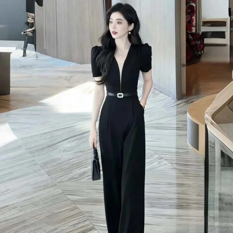 Sweet Style One-Piece Pants High Waist Wide Leg Summer New Design Sensation Waist Belt Gentle Women's Clothing D5
Sweet Style One-Piece Pants High Waist Wide Leg Summer New Design Sensation Waist Belt Gentle Women's Clothing D5