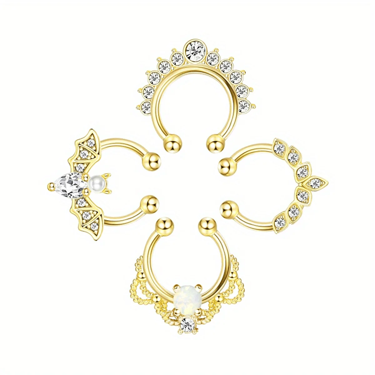 4Pcs Fashion 316L Stainless steel Halloween Bat Fake Septum Nose Rings No Piercing Nose Ring Clip On Septum Piercing Jewelry
4Pcs Fashion 316L Stainless steel Halloween Bat Fake Septum Nose Rings No Piercing Nose Ring Clip On Septum Piercing Jewelry