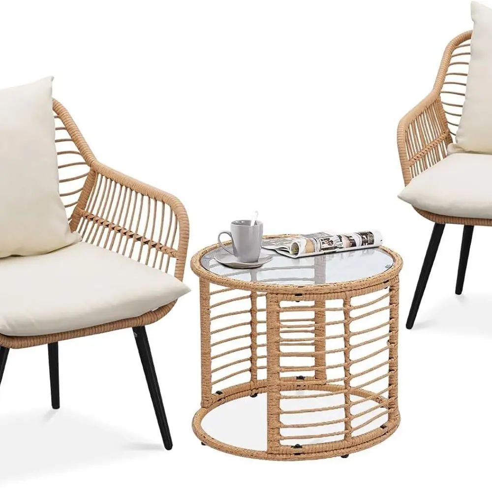All-Weather Wicker Patio Bistro Set with 3 Chairs for Outdoor Conversation, Suitable for Backyard and Deck
All-Weather Wicker Patio Bistro Set with 3 Chairs for Outdoor Conversation, Suitable for Backyard and Deck