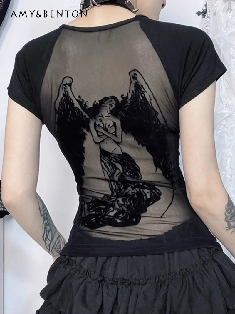 2025 New Japanese Summer Dark Flocking Short-sleeved Design Sense Gothic Black Hot Subculture Hollow Print Top For Women
2025 New Japanese Summer Dark Flocking Short-sleeved Design Sense Gothic Black Hot Subculture Hollow Print Top For Women