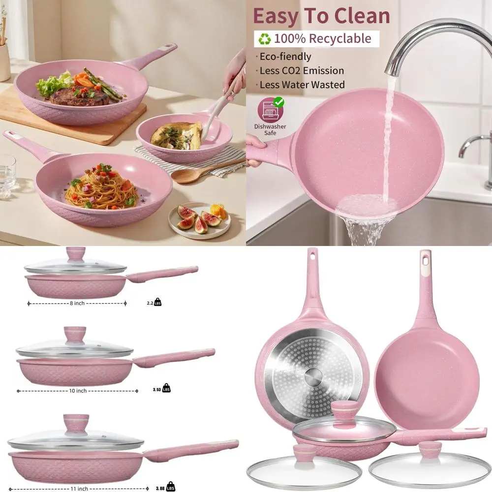 3-Piece Nonstick Pan Set with Lids (8, 10, 11) - PFOA-Free, Oil-Saving, Universal Base for All Cooktops
3-Piece Nonstick Pan Set with Lids (8, 10, 11) - PFOA-Free, Oil-Saving, Universal Base for All Cooktops