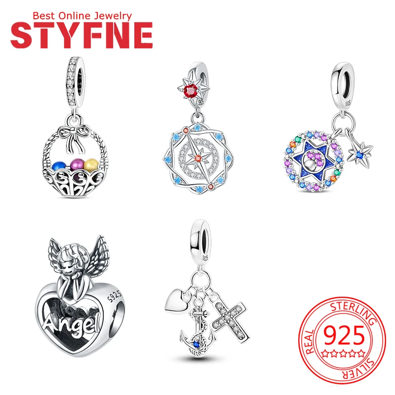 Original 925 Silver Colorful Zircon Charms Angel Cross Awn Star Beads Pendant Fit Diy S925 Diy Bracelet Jewelry Gift for Women
Original 925 Silver Colorful Zircon Charms Angel Cross Awn Star Beads Pendant Fit Diy S925 Diy Bracelet Jewelry Gift for Women