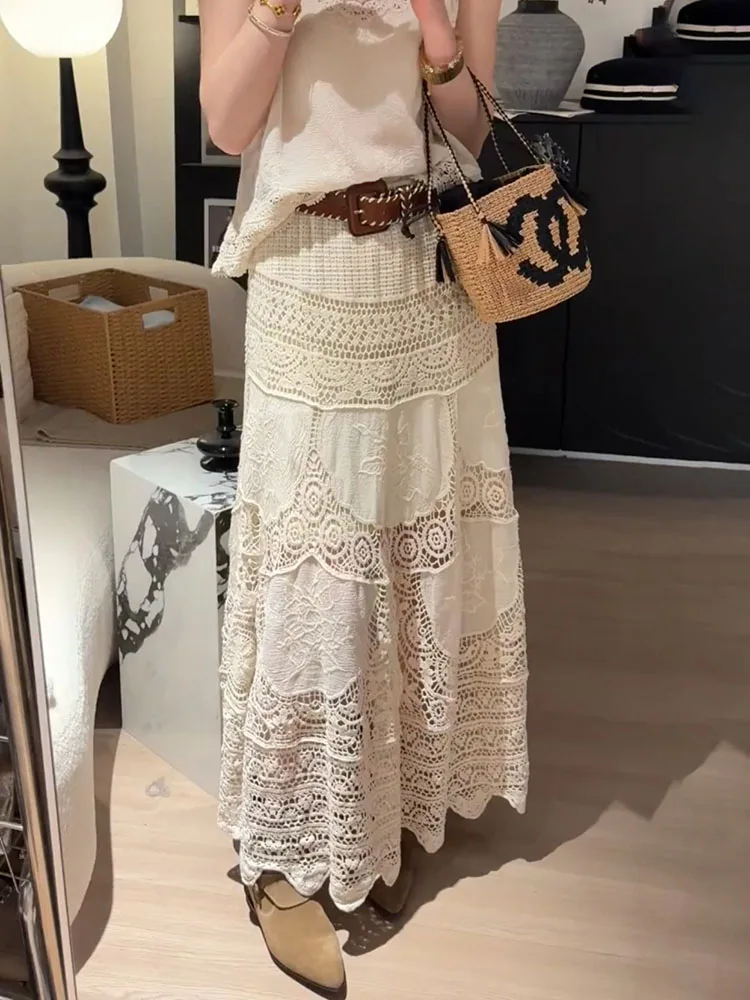 e Knitted Hollow out f Skirt Vintage Hook Design Summer New Sle Gentle Wind Sensation Long Skirt for plus Size Women
e Knitted Hollow out f Skirt Vintage Hook Design Summer New Sle Gentle Wind Sensation Long Skirt for plus Size Women