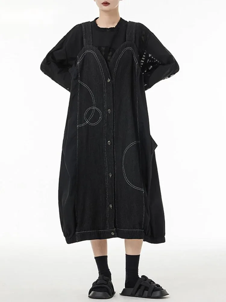 Женское черное джинсовое платье с вышивкой сверху, большой размер, платье миди на бретелях, новое модное платье без рукавов с v-образным вырезом, весна-осень
Женское черное джинсовое платье с вышивкой сверху, большой размер, платье миди на бретелях, новое модное платье без рукавов с v-образным вырезом, весна-осень