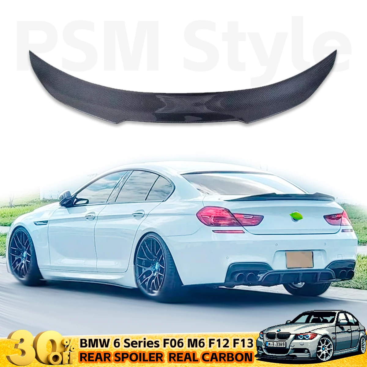 PSM Style Carbon Fiber Rear Trunk Spoiler Wing for 2011-2017 BMW 6 Series F06/F12/F13 M6 640i 650i Tuning Exterior Accessories
PSM Style Carbon Fiber Rear Trunk Spoiler Wing for 2011-2017 BMW 6 Series F06/F12/F13 M6 640i 650i Tuning Exterior Accessories