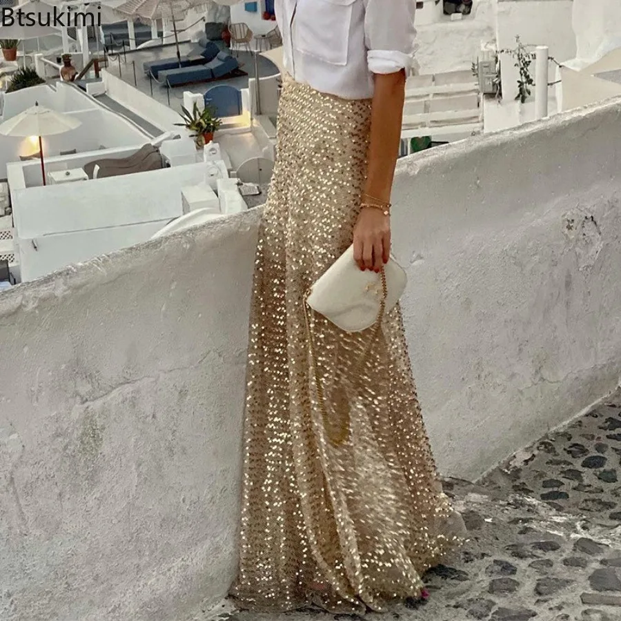 Sexy Sequin Long Skirts for Women 2025 Fashion Luxury High Waist Shiny Maxi Skirts Elegant Slim Party Pleated Half Skirts Femme
Sexy Sequin Long Skirts for Women 2025 Fashion Luxury High Waist Shiny Maxi Skirts Elegant Slim Party Pleated Half Skirts Femme