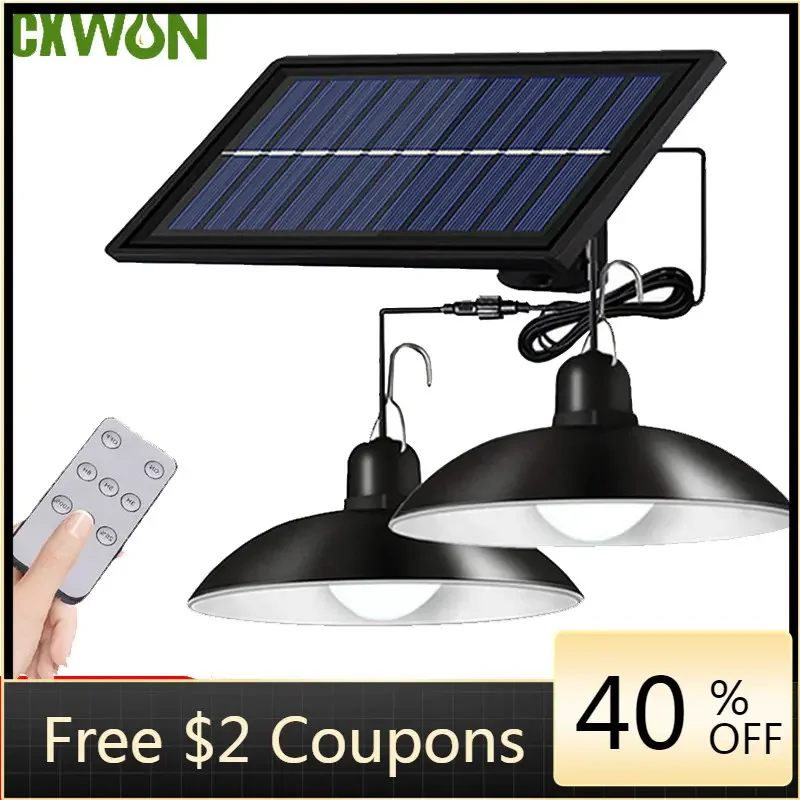 Double Head Solar Pendant Lights Outdoor Indoor 4800mAh Split Solar Shed Lights Remote Timer 3M Power Cord Garden LED Spotlight
Double Head Solar Pendant Lights Outdoor Indoor 4800mAh Split Solar Shed Lights Remote Timer 3M Power Cord Garden LED Spotlight
