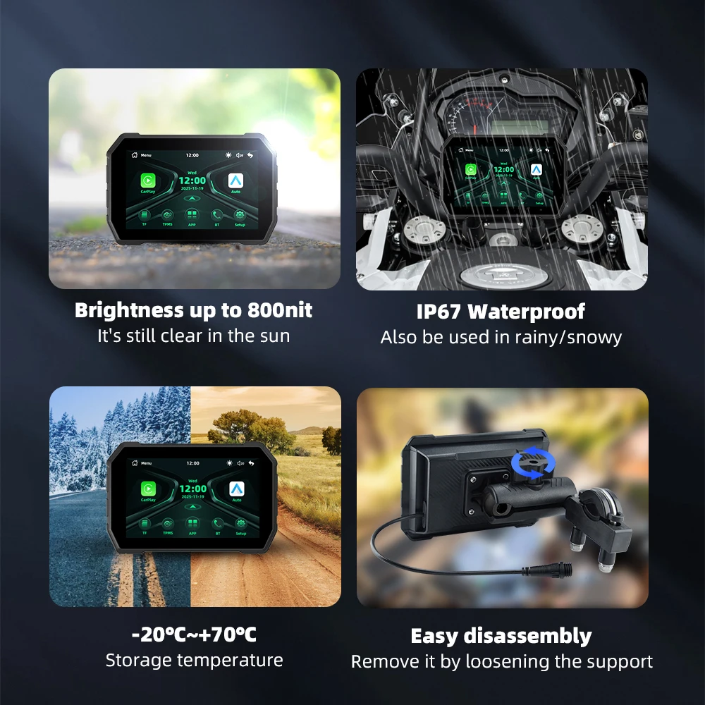 M2B 5Inch IP67 Waterproof Screen Navigation Recorder Linux New Wireless wifi bluetooth 5.0 CarPlay Android Auto System with TPMS
M2B 5Inch IP67 Waterproof Screen Navigation Recorder Linux New Wireless wifi bluetooth 5.0 CarPlay Android Auto System with TPMS