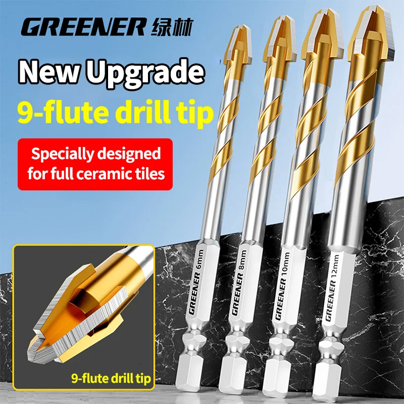 GREENERY Cross Hex Drill Bit Set Hard Alloy Multifunctional for Concrete Glass Ceramic Tile Metal Brick Wood Plastic Drilling
GREENERY Cross Hex Drill Bit Set Hard Alloy Multifunctional for Concrete Glass Ceramic Tile Metal Brick Wood Plastic Drilling