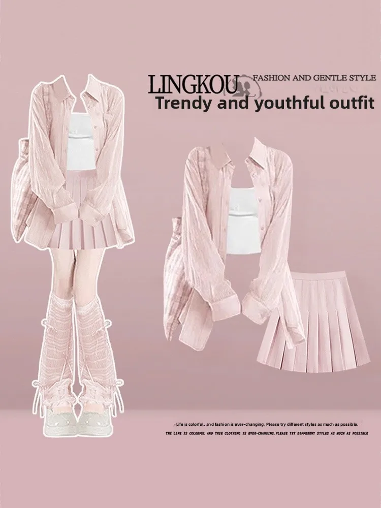 Summer Large Size College Style Set Women's Gentle Elegant Sunscreen Shirt Strap High Waist Slimming Pleated Skirt Three Piec...
Summer Large Size College Style Set Women's Gentle Elegant Sunscreen Shirt Strap High Waist Slimming Pleated Skirt Three Piec...