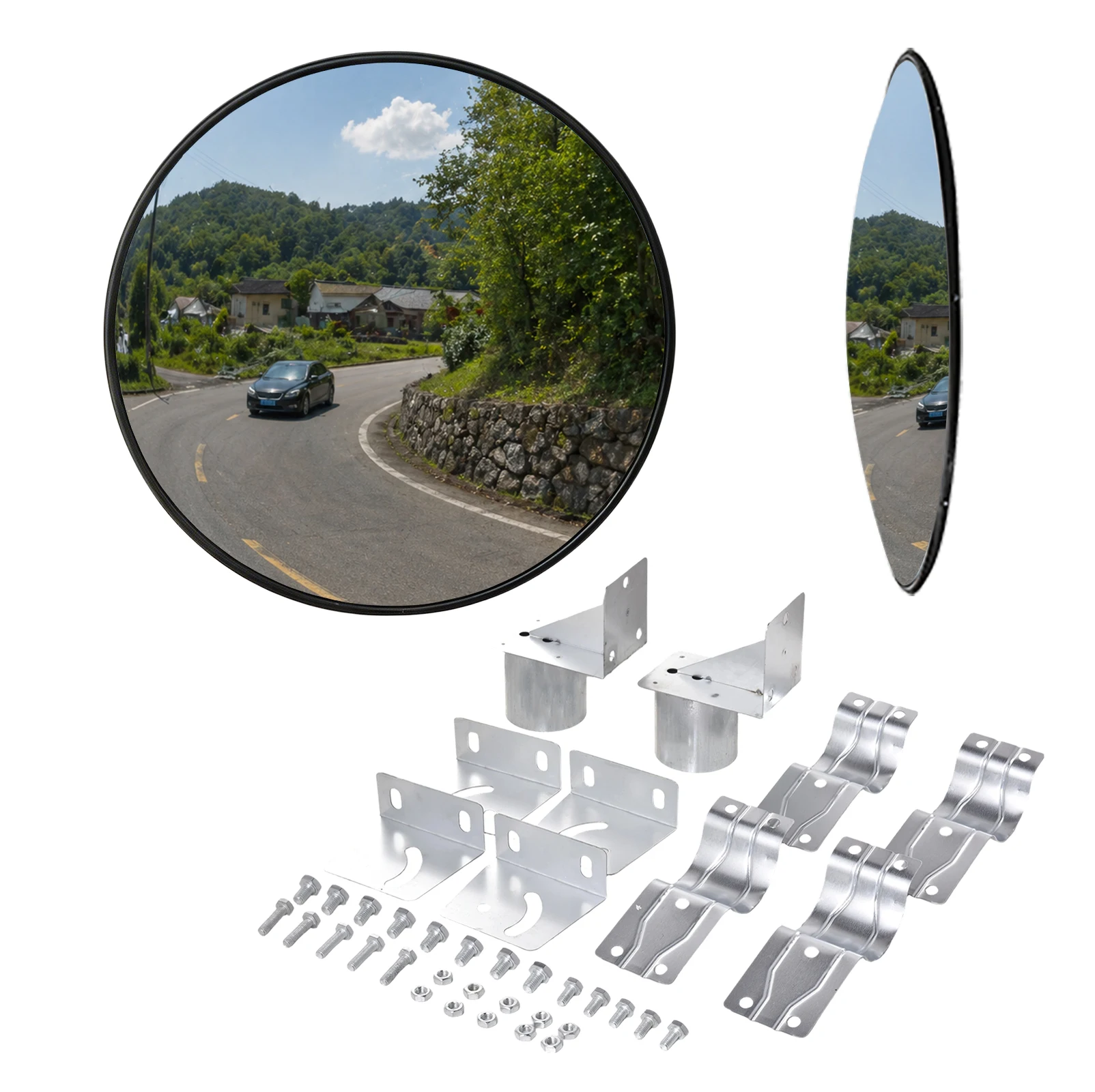 2 Pack Convex Outdoor Traffic Mirror, 32 Inch Wide Angle View Curved Safety Road Driveway Mirror, Blind Spot Security Mirror with Mount Bracket, for Intersections Warehouses Garages Parking Areas
2 Pack Convex Outdoor Traffic Mirror, 32 Inch Wide Angle View Curved Safety Road Driveway Mirror, Blind Spot Security Mirror with Mount Bracket, for Intersections Warehouses Garages Parking Areas