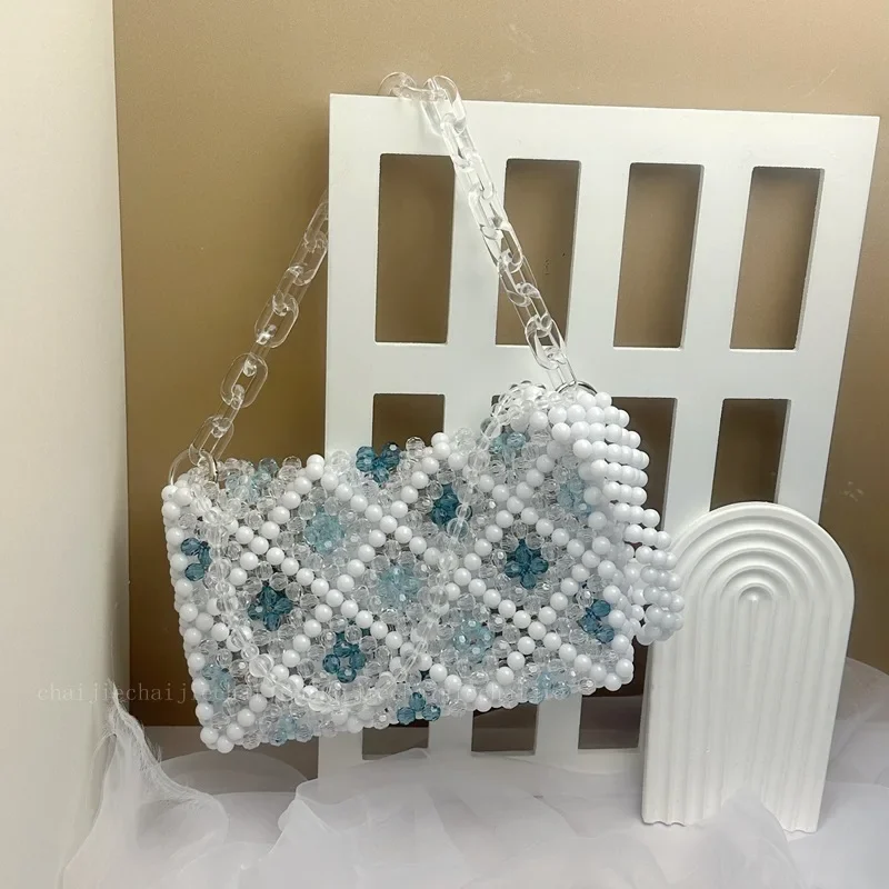 Handwoven Acrylic Crystal Women's Shoulder Bags Blue Lingge Design Handmade Beaded Bag Fashion New in Handbag Customization
Handwoven Acrylic Crystal Women's Shoulder Bags Blue Lingge Design Handmade Beaded Bag Fashion New in Handbag Customization