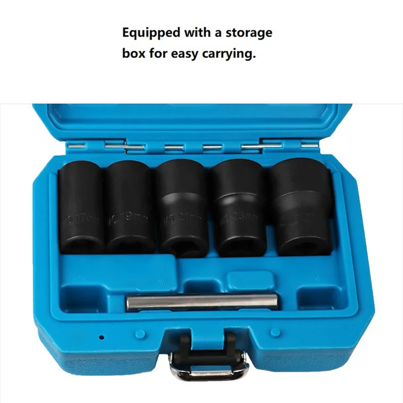 AEE6-6 Pieces Of Broken Nut Extractor With 17Mm, 19Mm, 21Mm, 23Mm, 27Mm Sleeve And Central Piercing Rod Nut Removal Tool Kit Reu
AEE6-6 Pieces Of Broken Nut Extractor With 17Mm, 19Mm, 21Mm, 23Mm, 27Mm Sleeve And Central Piercing Rod Nut Removal Tool Kit Reu