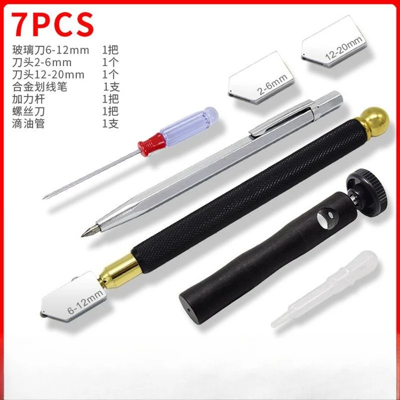Glass Cutting Wheel Knife with Screwdriver Set, Oil-filled Glass Knife Scribing Pen Set, Black Handle Glass Cutter Head.
Glass Cutting Wheel Knife with Screwdriver Set, Oil-filled Glass Knife Scribing Pen Set, Black Handle Glass Cutter Head.