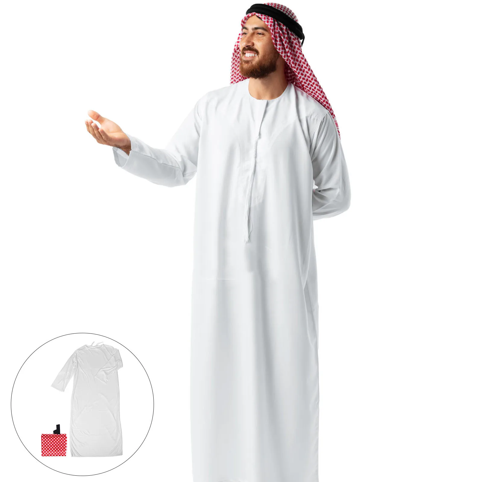 Костюм принца Дубая, мужской белый халат, красный арабский платок, традиционное арабское платье на Ближнем Востоке для косплея, фестиваля
Костюм принца Дубая, мужской белый халат, красный арабский платок, традиционное арабское платье на Ближнем Востоке для косплея, фестиваля