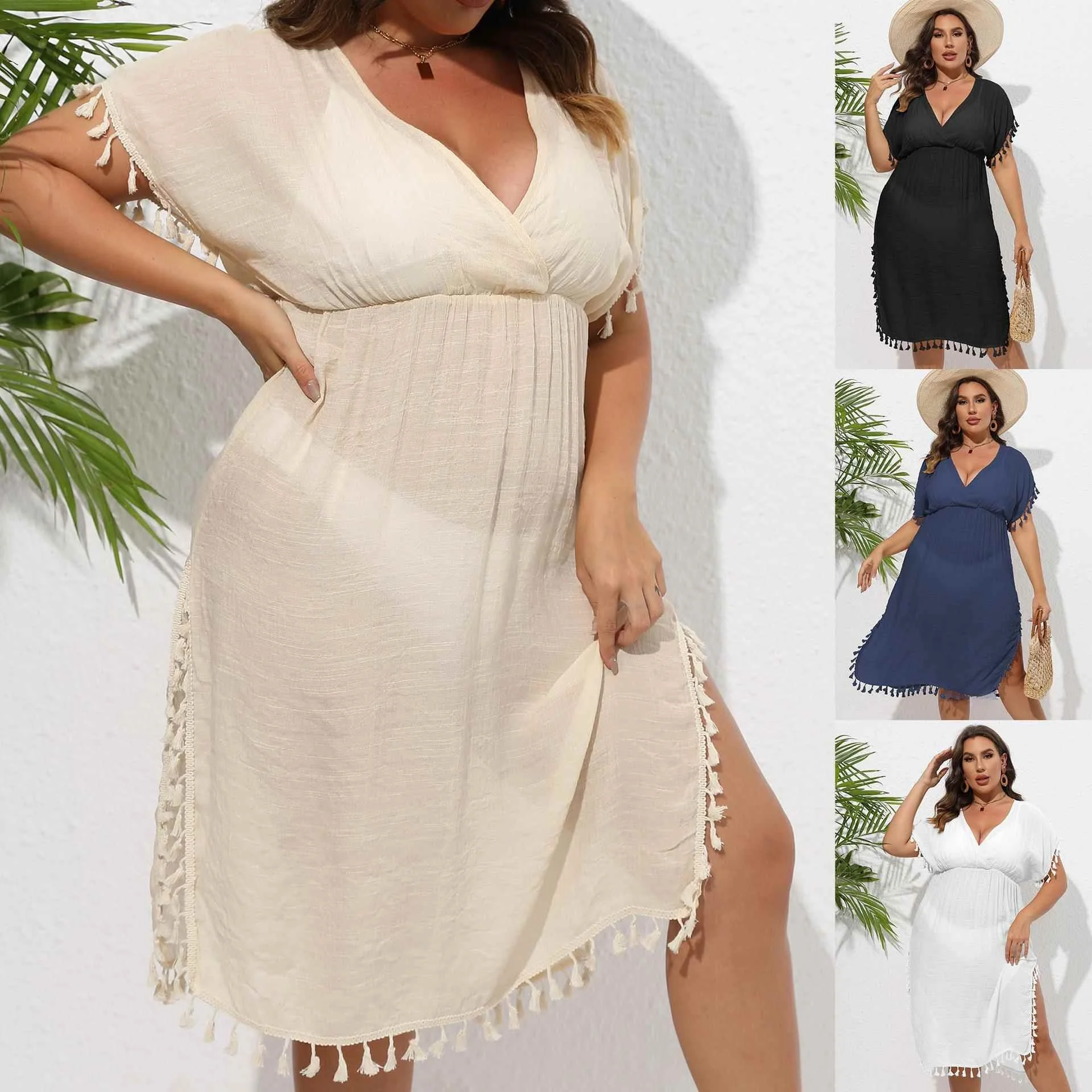 Large Size Women's Beach Bikini Top with Tassel Stitching Polyester Fiber Sleeveless Mid-length Skirt Business Scene
Large Size Women's Beach Bikini Top with Tassel Stitching Polyester Fiber Sleeveless Mid-length Skirt Business Scene