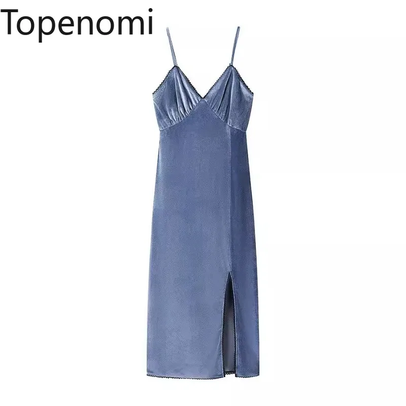 Topenomi French Vintage Velvet Suspender Dresses Women Summer Sleeveless Waist Slim Fit Split Mid Length Dress Night Party Robe
Topenomi French Vintage Velvet Suspender Dresses Women Summer Sleeveless Waist Slim Fit Split Mid Length Dress Night Party Robe