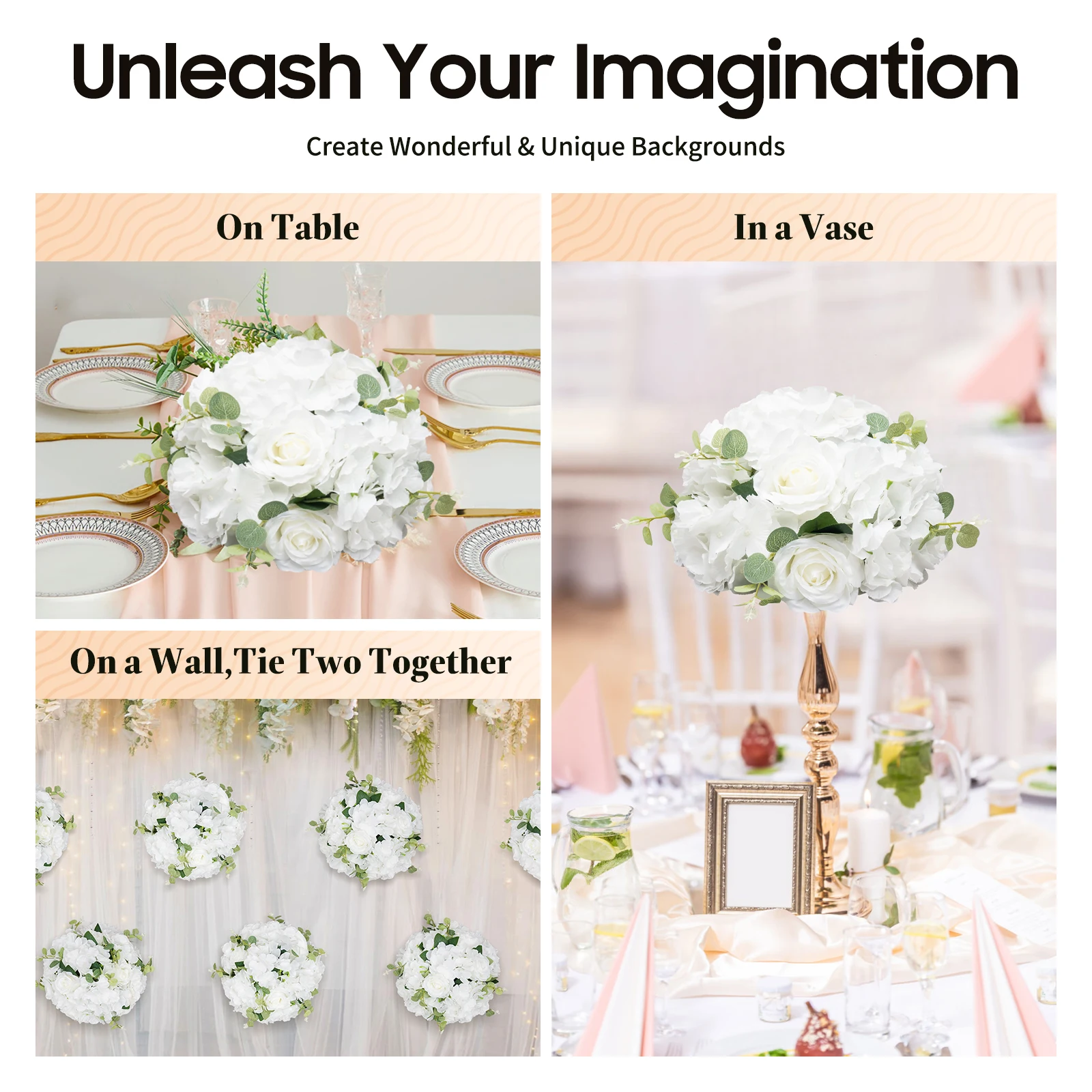 NEW 6 Pcs Artificial Flower Balls, Table Centers Silk Pivot W/ Plastic Stable Base for Party, Wedding, Birthday Decor 13.4*7.48"
NEW 6 Pcs Artificial Flower Balls, Table Centers Silk Pivot W/ Plastic Stable Base for Party, Wedding, Birthday Decor 13.4*7.48"