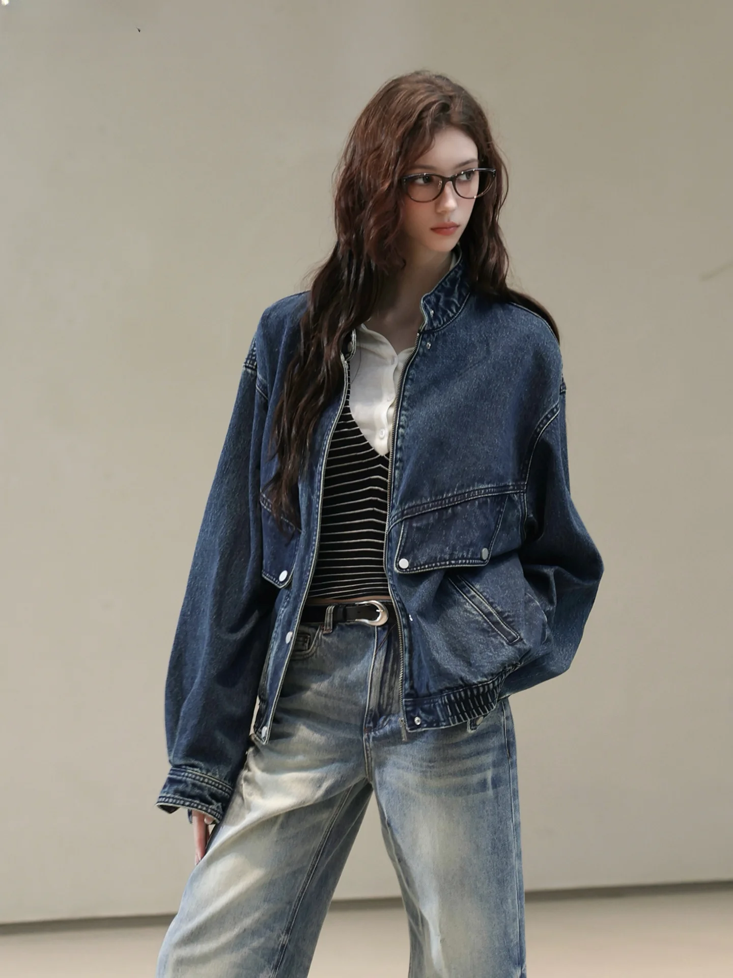 Lazy Boyfriend Sle Loose Fit Slimming Waed Denim Stand Collar Jaet Cotton Blend Long Sve Zipper Closure Women's Coat
Lazy Boyfriend Sle Loose Fit Slimming Waed Denim Stand Collar Jaet Cotton Blend Long Sve Zipper Closure Women's Coat