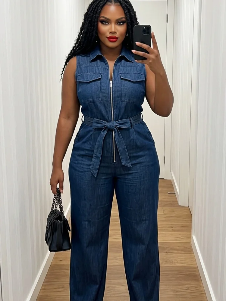 Shirt Collar Sleeveless Jumpsuit Tie Waist Wide Leg Casual Outfit For Women Daily New Arrival Apparel
Shirt Collar Sleeveless Jumpsuit Tie Waist Wide Leg Casual Outfit For Women Daily New Arrival Apparel