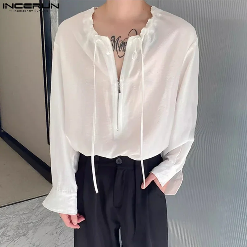 INCERUN Men Shirt Solid Color Drawstring Zipper Loose Men Clothing Streetwear O-neck Long Sleeve Fashion Casual Shirts S-5XL
INCERUN Men Shirt Solid Color Drawstring Zipper Loose Men Clothing Streetwear O-neck Long Sleeve Fashion Casual Shirts S-5XL