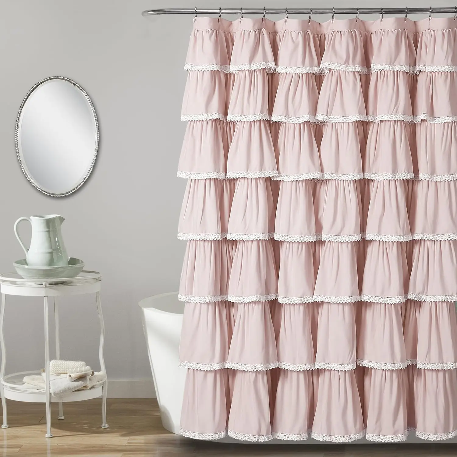 Elegant Lace Ruffle Shower Curtain, 72x72 Inches, for Bathroom Decor - Soft and Stylish Design
Elegant Lace Ruffle Shower Curtain, 72x72 Inches, for Bathroom Decor - Soft and Stylish Design