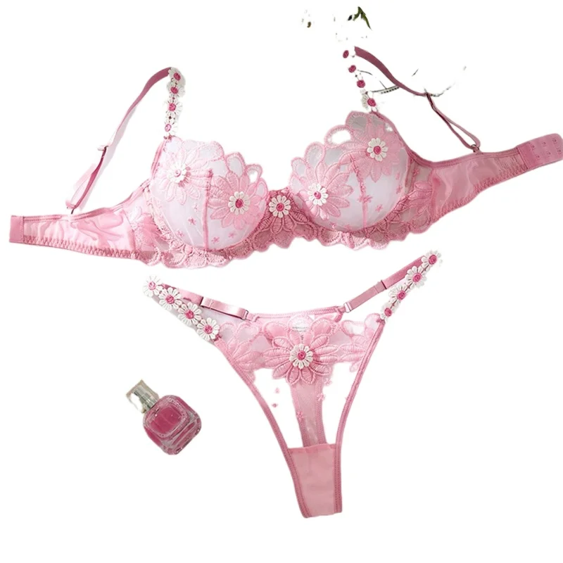 Floral Embroidery Lingerie Set Pink Fantasy Underwear Ultra Thin Bra Panty Set Translucent Lace Lingerie New Sexy Girl Lingerie
Floral Embroidery Lingerie Set Pink Fantasy Underwear Ultra Thin Bra Panty Set Translucent Lace Lingerie New Sexy Girl Lingerie