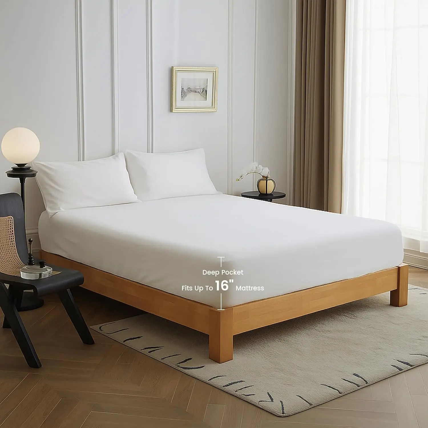 Simple & Opulence Linen Fitted Sheet, Deep Pocket, Fits Mattresses up to 16 "Flax, Cotton Blended, Breathable
Simple & Opulence Linen Fitted Sheet, Deep Pocket, Fits Mattresses up to 16 "Flax, Cotton Blended, Breathable