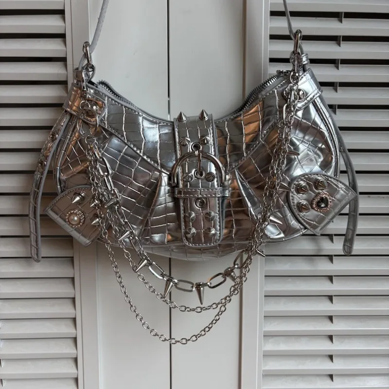 Y2k Unique Punk Chain Shoulder Goth Bag Trendy Fashion Rivets Handbag Cute Hnadbags for Women
Y2k Unique Punk Chain Shoulder Goth Bag Trendy Fashion Rivets Handbag Cute Hnadbags for Women