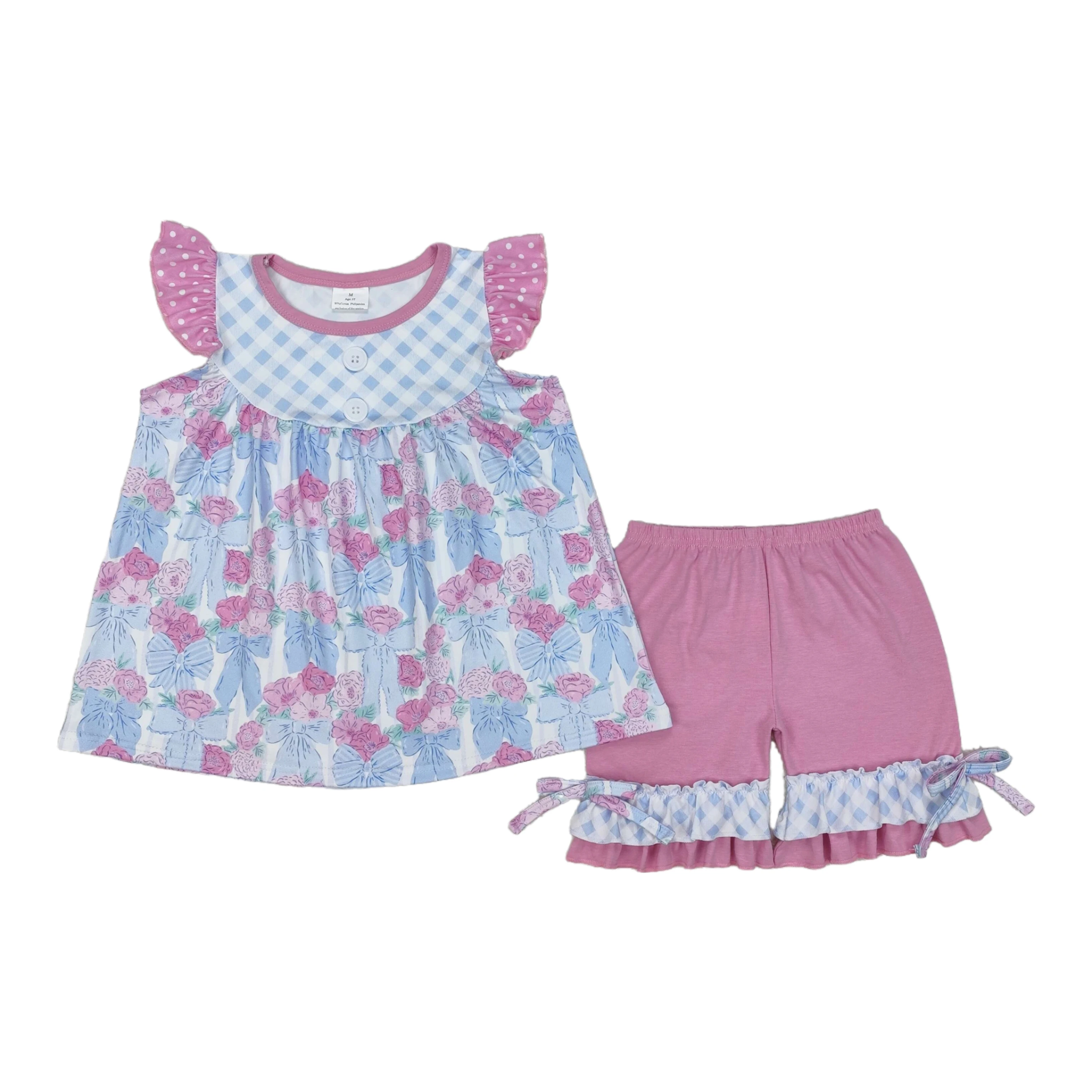 Wholesale Toddler Short Sleeves Flowers Bows Tunic Kids Purple Cotton Ruffle Shorts Children Infant Outfit Baby Girl Floral Set
Wholesale Toddler Short Sleeves Flowers Bows Tunic Kids Purple Cotton Ruffle Shorts Children Infant Outfit Baby Girl Floral Set