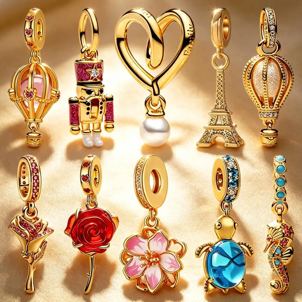 New Golden Charms DIY Jewelry Gift Pink Hot Air Balloon Cherry Blossom Red Flowers Seahorse Pendant Fit Original Bracelets Beads
New Golden Charms DIY Jewelry Gift Pink Hot Air Balloon Cherry Blossom Red Flowers Seahorse Pendant Fit Original Bracelets Beads