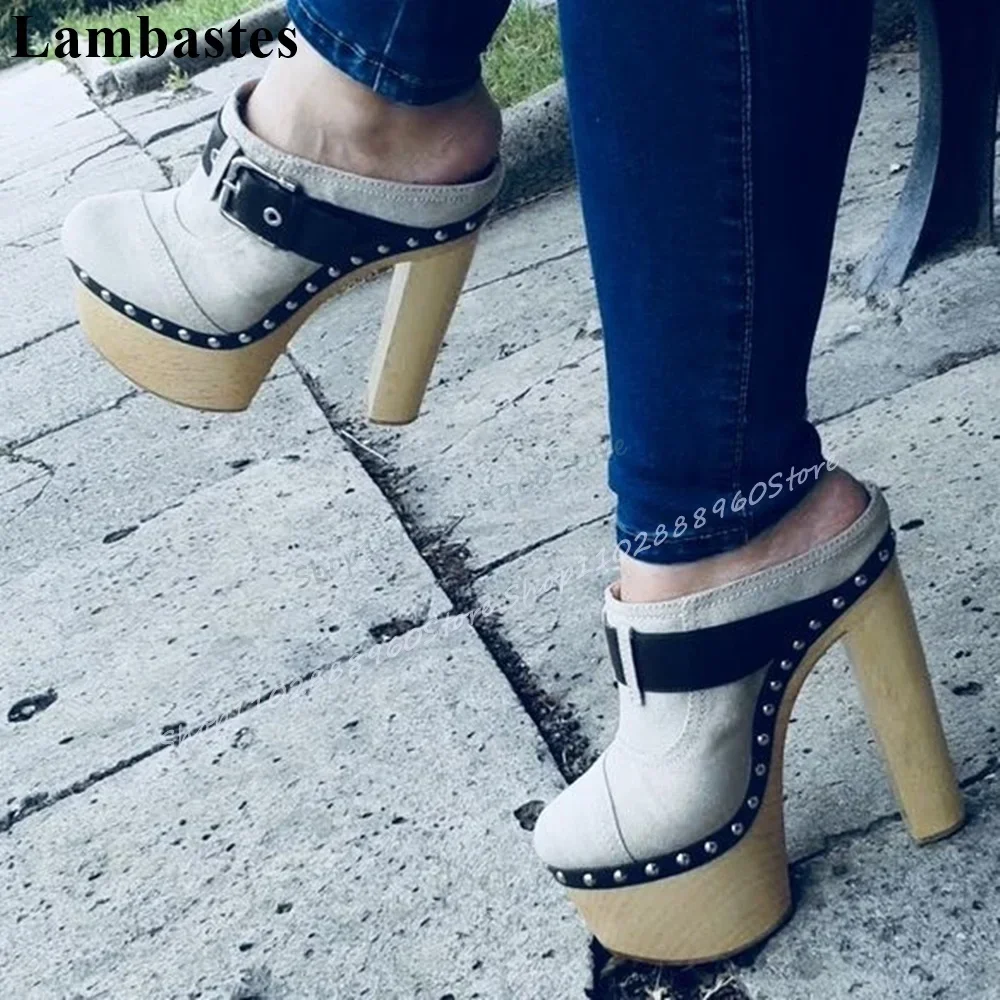 Western Mixed Platform Buckle Strap Half Slippers Chunky High Heel Shoes For Women Slip On Round Toe 2025 Zapatos Para Mujere
Western Mixed Platform Buckle Strap Half Slippers Chunky High Heel Shoes For Women Slip On Round Toe 2025 Zapatos Para Mujere