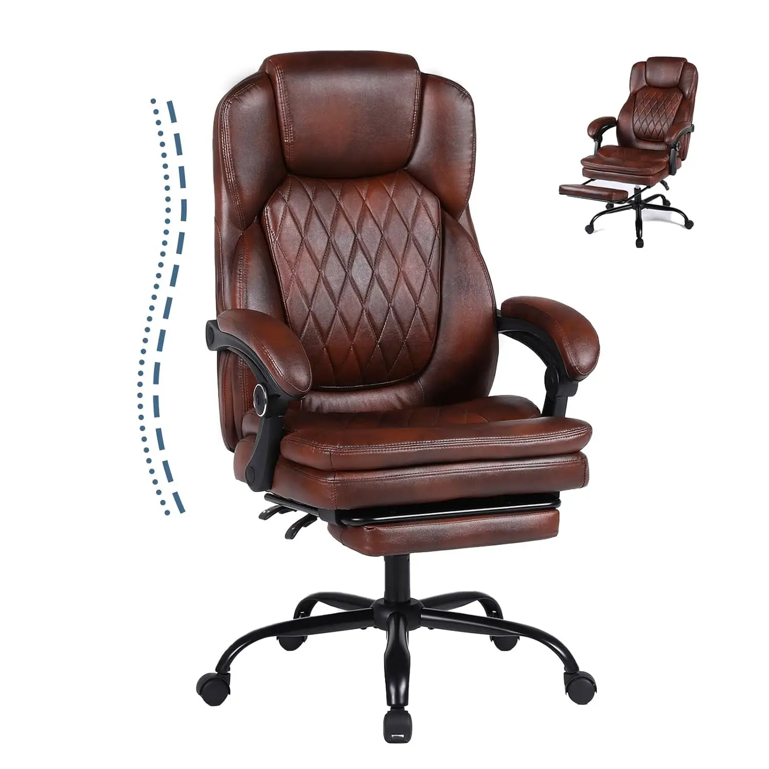 Big Tall Executive Office Chair Reclining Footrest PU Leather High Back Wide Seat Heavy Duty Ergonomic Computer Desk, Customized
Big Tall Executive Office Chair Reclining Footrest PU Leather High Back Wide Seat Heavy Duty Ergonomic Computer Desk, Customized