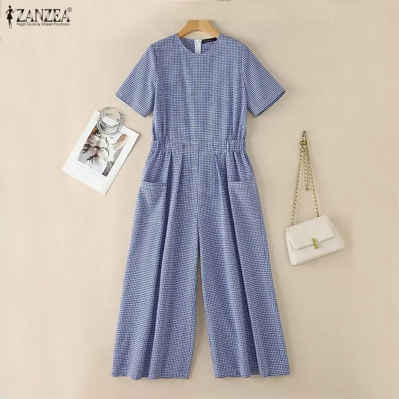 Fashion Women Jumpsuits ZANZEA 2026 Summer Plaid Overalls Pants Rompers Wide Leg Trousers O Neck Short Sleeve Playsuits Oversize
Fashion Women Jumpsuits ZANZEA 2026 Summer Plaid Overalls Pants Rompers Wide Leg Trousers O Neck Short Sleeve Playsuits Oversize