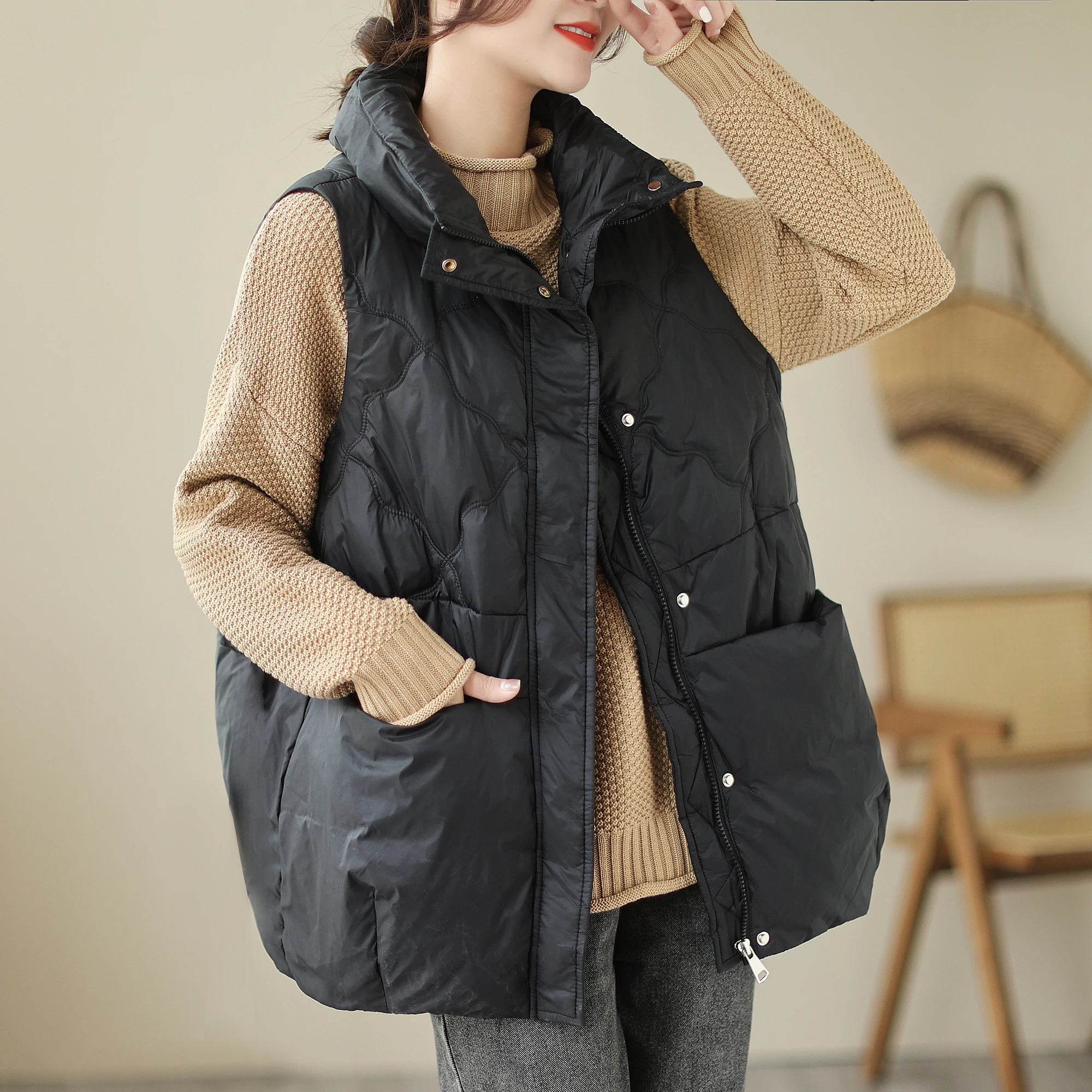 Faionable Thiened пуховый хлопковый жилет, женский осенне-зимний свободный повседневный теплый воротник-стойка, верхняя одежда, топ
Faionable Thiened пуховый хлопковый жилет, женский осенне-зимний свободный повседневный теплый воротник-стойка, верхняя одежда, топ